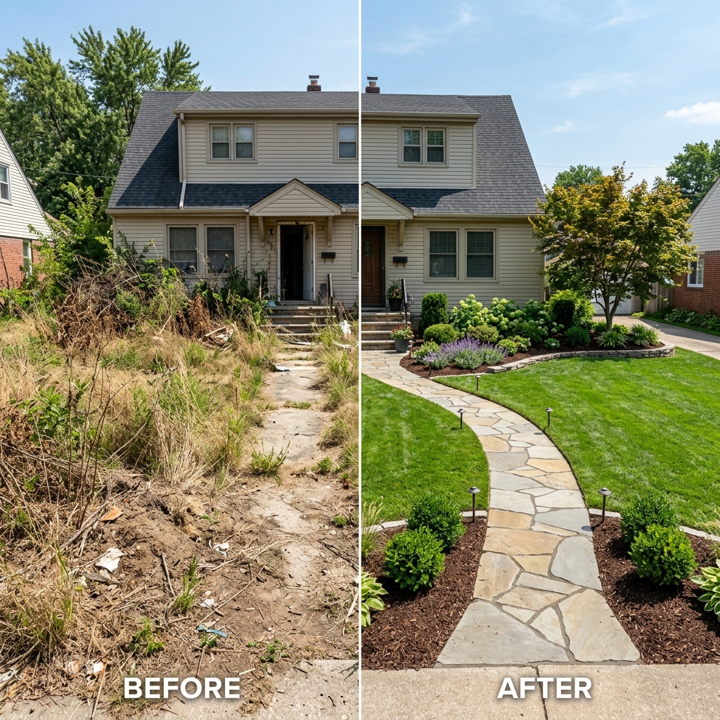 Help Grow Landscape Before and After Landscaping transformation Euless